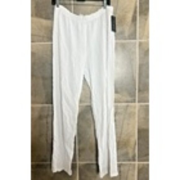 Yushi Pants Womens XXL 2XL White Crinkle Artsy Beachy Pull On NWT - Picture 1 of 7